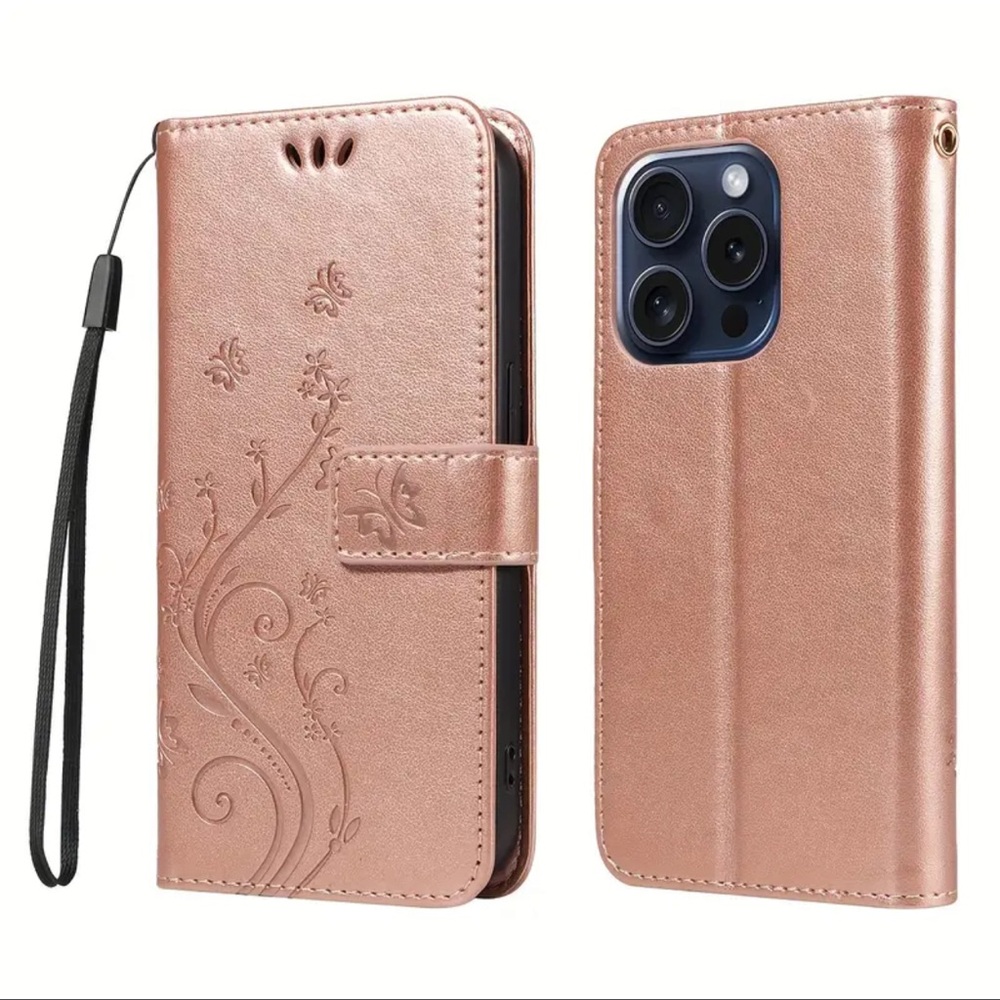 New- Faux leather phone case w/card holder & kickstand, iPhone 15 plus, 3 colors